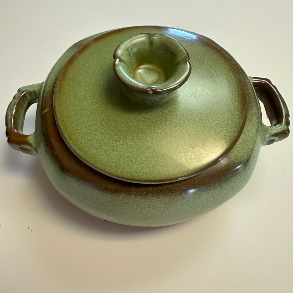 Vintage Frankoma Pottery Prairie Green Bean Pot